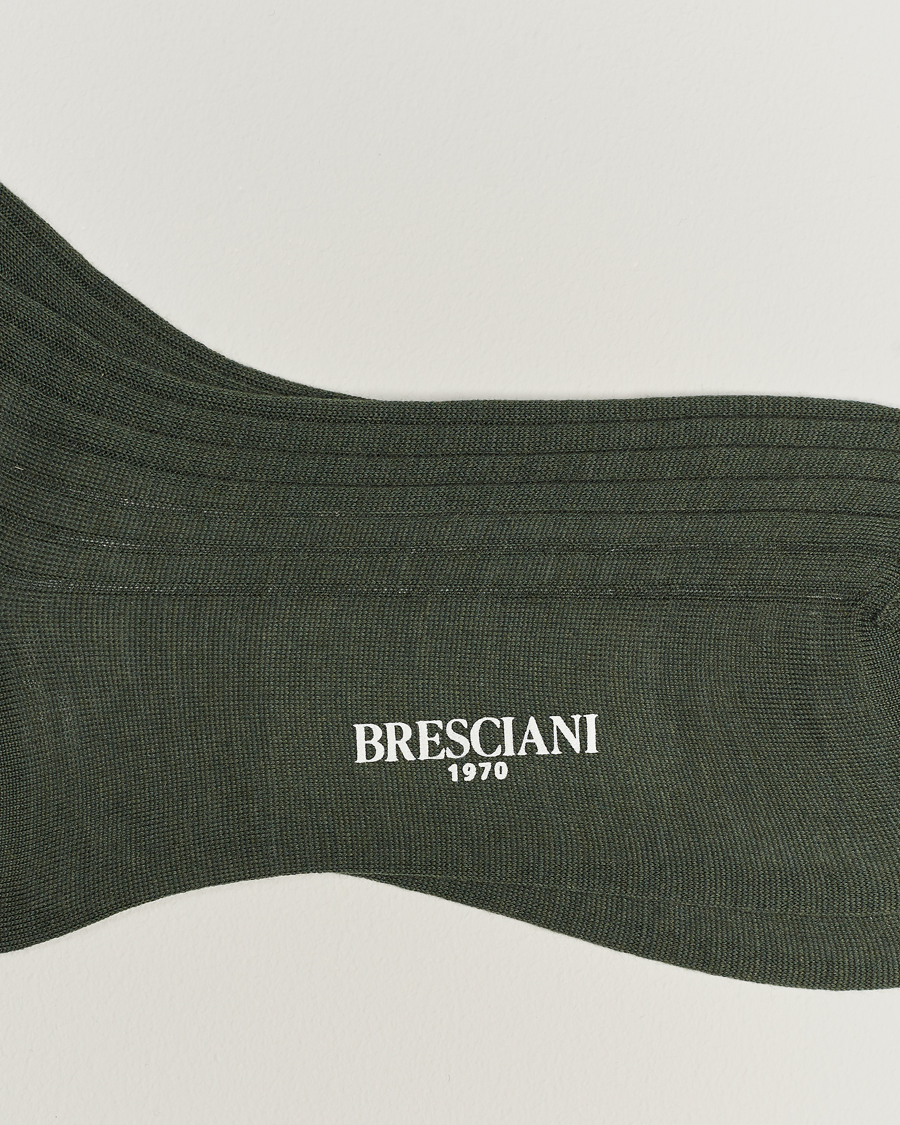 Mies | Alusvaatteet | Bresciani | Wool/Nylon Ribbed Short Socks Green