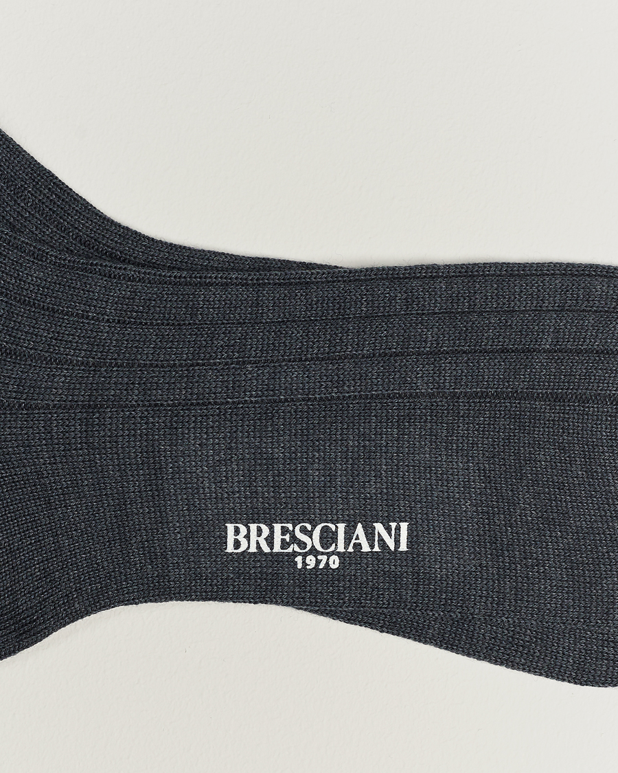 Mies |  | Bresciani | Wool/Nylon Heavy Ribbed Socks Grey Melange