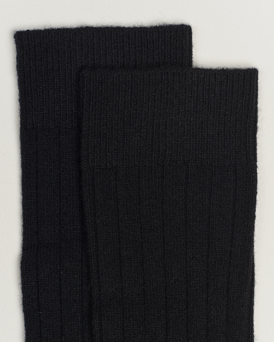 Mies |  | Bresciani | Wool/Cashmerer Ribbed Socks Black
