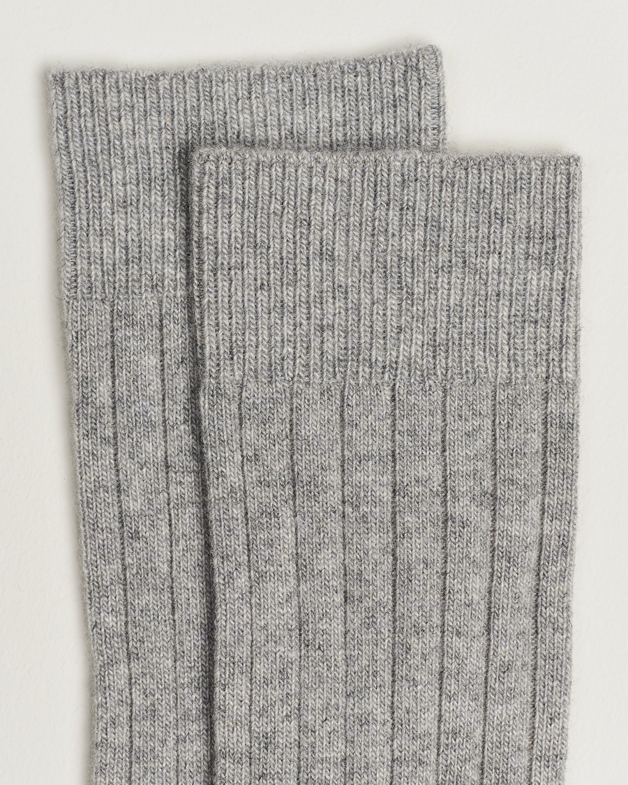Mies |  | Bresciani | Wool/Cashmerer Ribbed Socks Light Grey