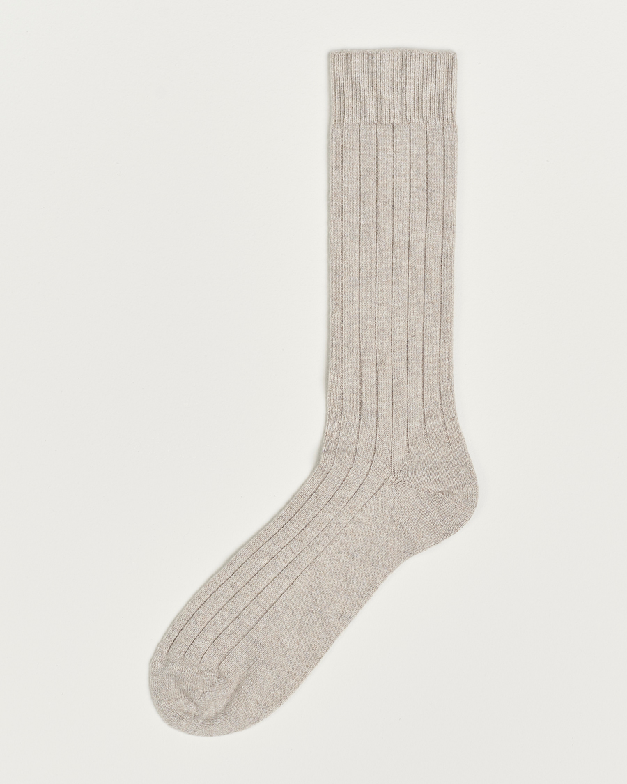 Mies | Alusvaatteet | Bresciani | Wool/Cashmerer Ribbed Socks Beige