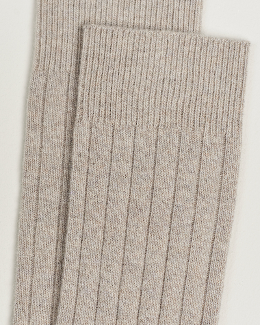 Mies |  | Bresciani | Wool/Cashmerer Ribbed Socks Beige