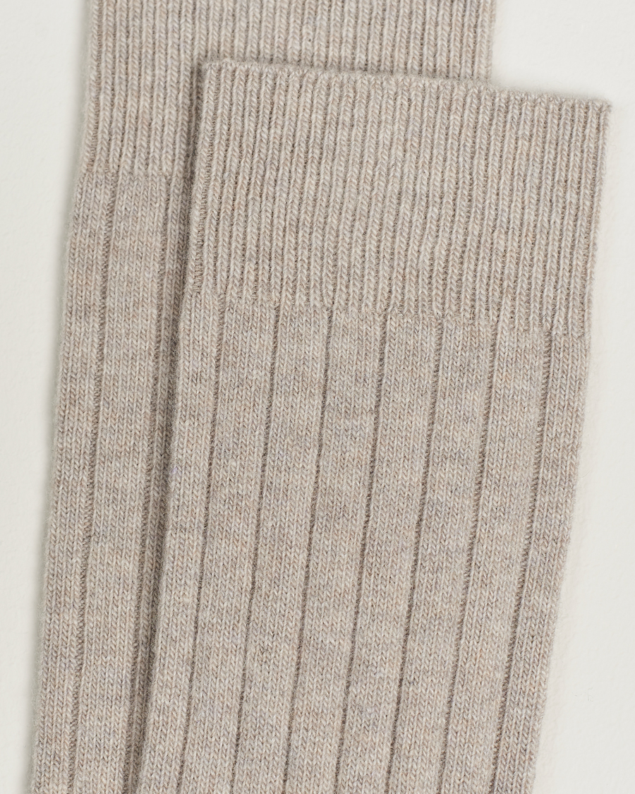 Mies | Alusvaatteet | Bresciani | Wool/Cashmerer Ribbed Socks Beige