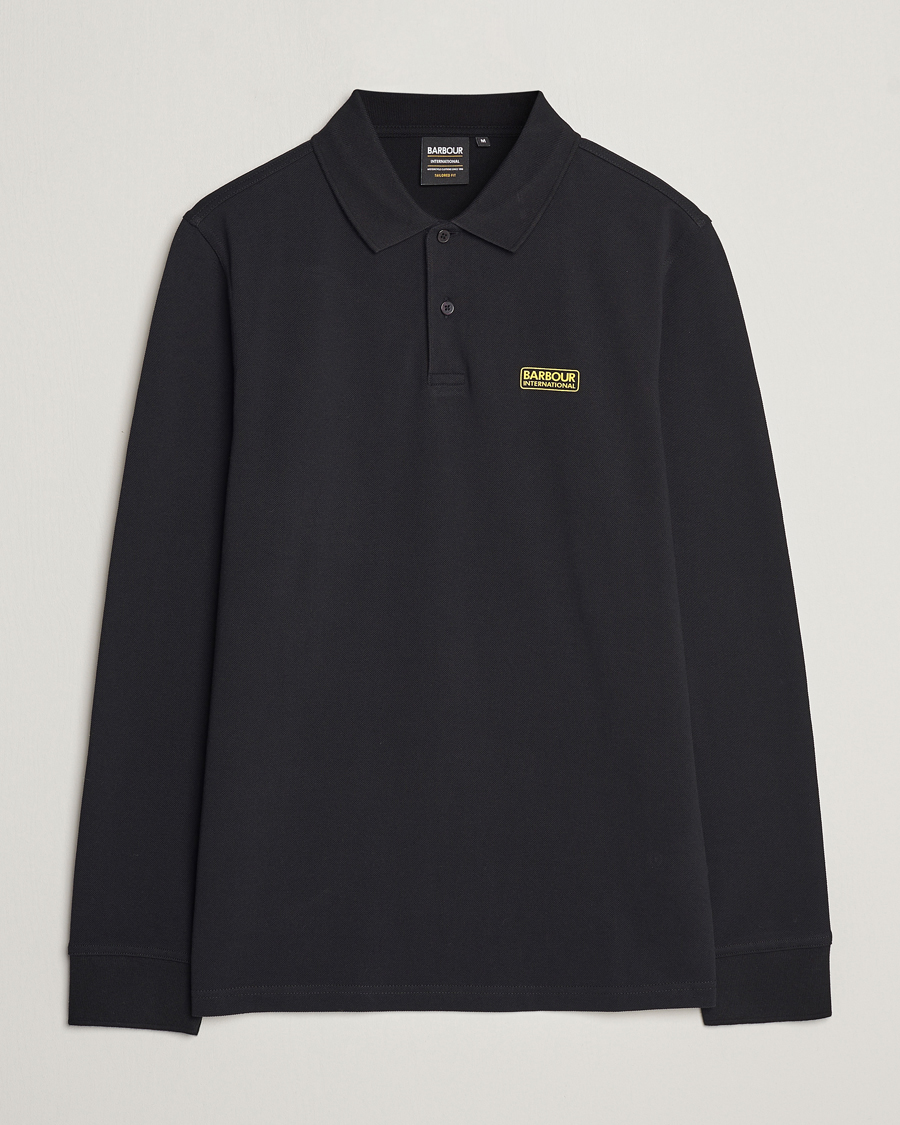 Mies | Pikeet | Barbour International | Essential Long Sleeve Polo Black