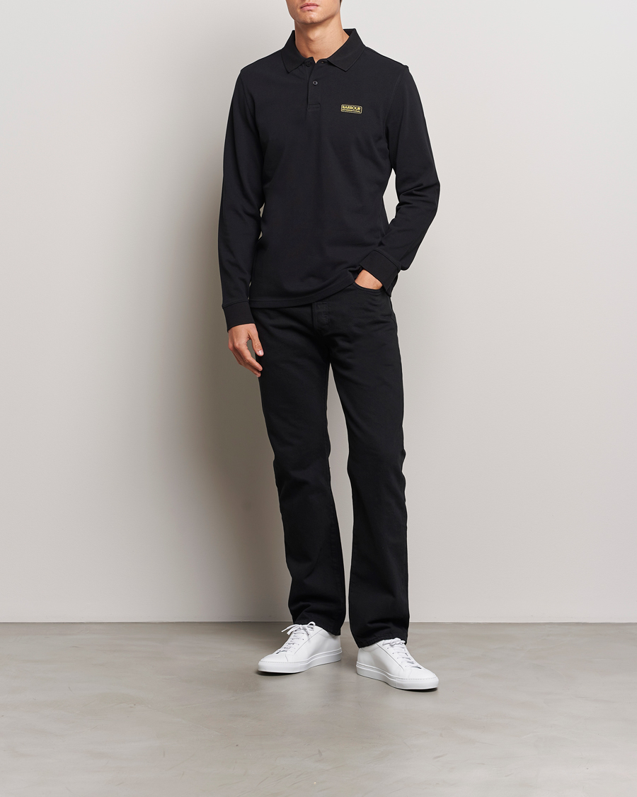 Mies | Pikeet | Barbour International | Essential Long Sleeve Polo Black
