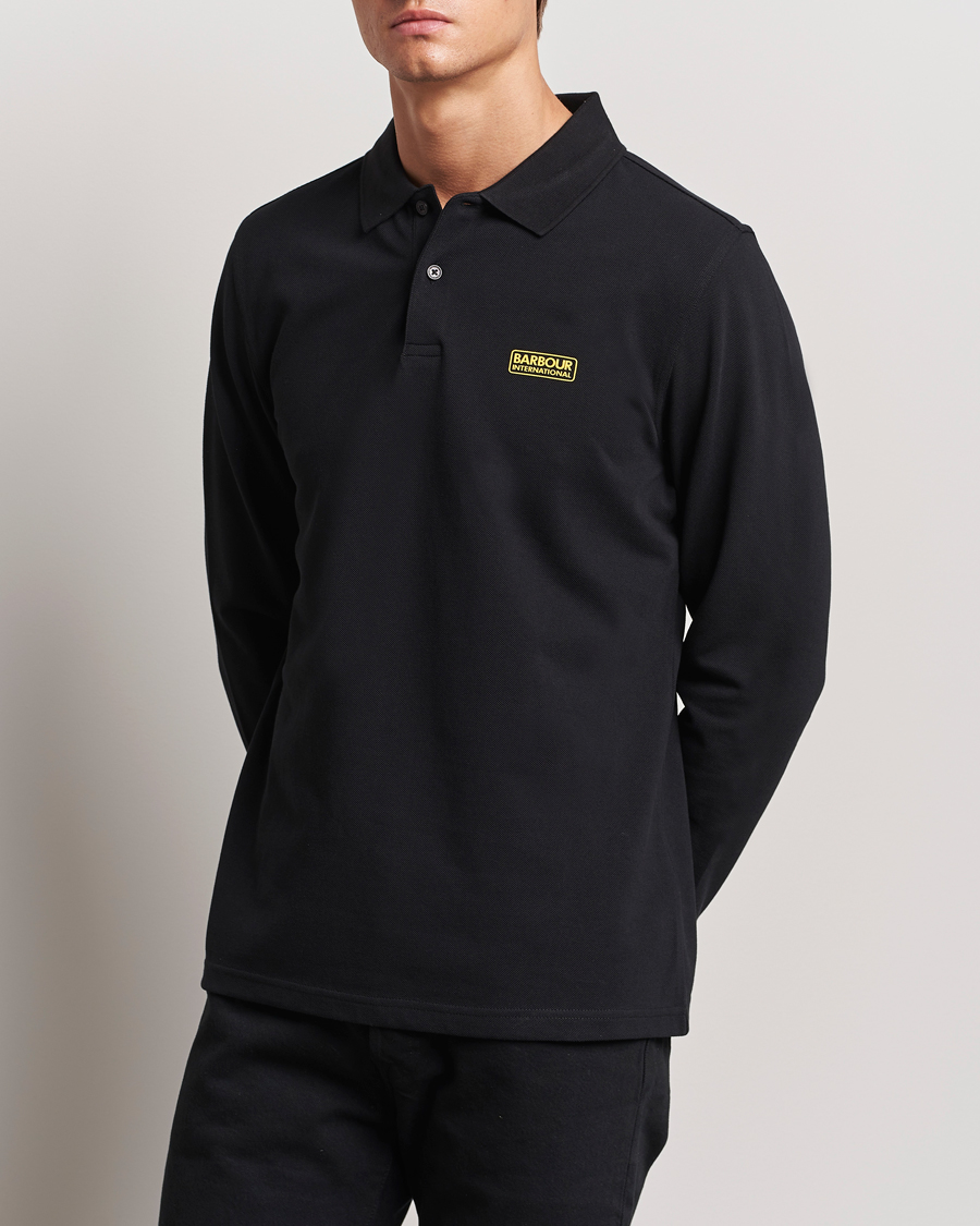 Mies |  | Barbour International | Essential Long Sleeve Polo Black