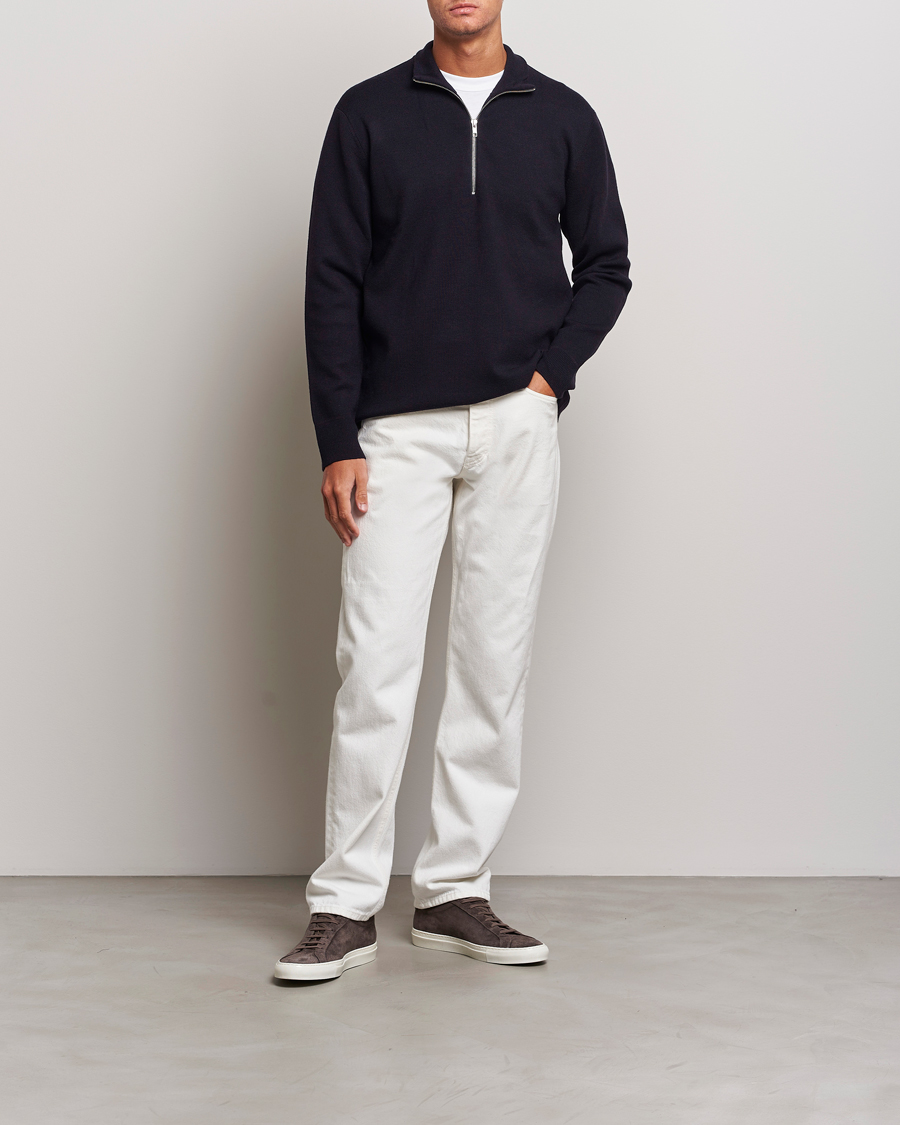 Mies | Puserot | NN07 | Harald Cotton/Modal Half Zip Navy Blue