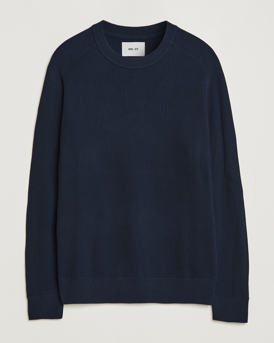 Mies | Puserot | NN07 | Kevin Cotton Knitted Sweater Navy Blue