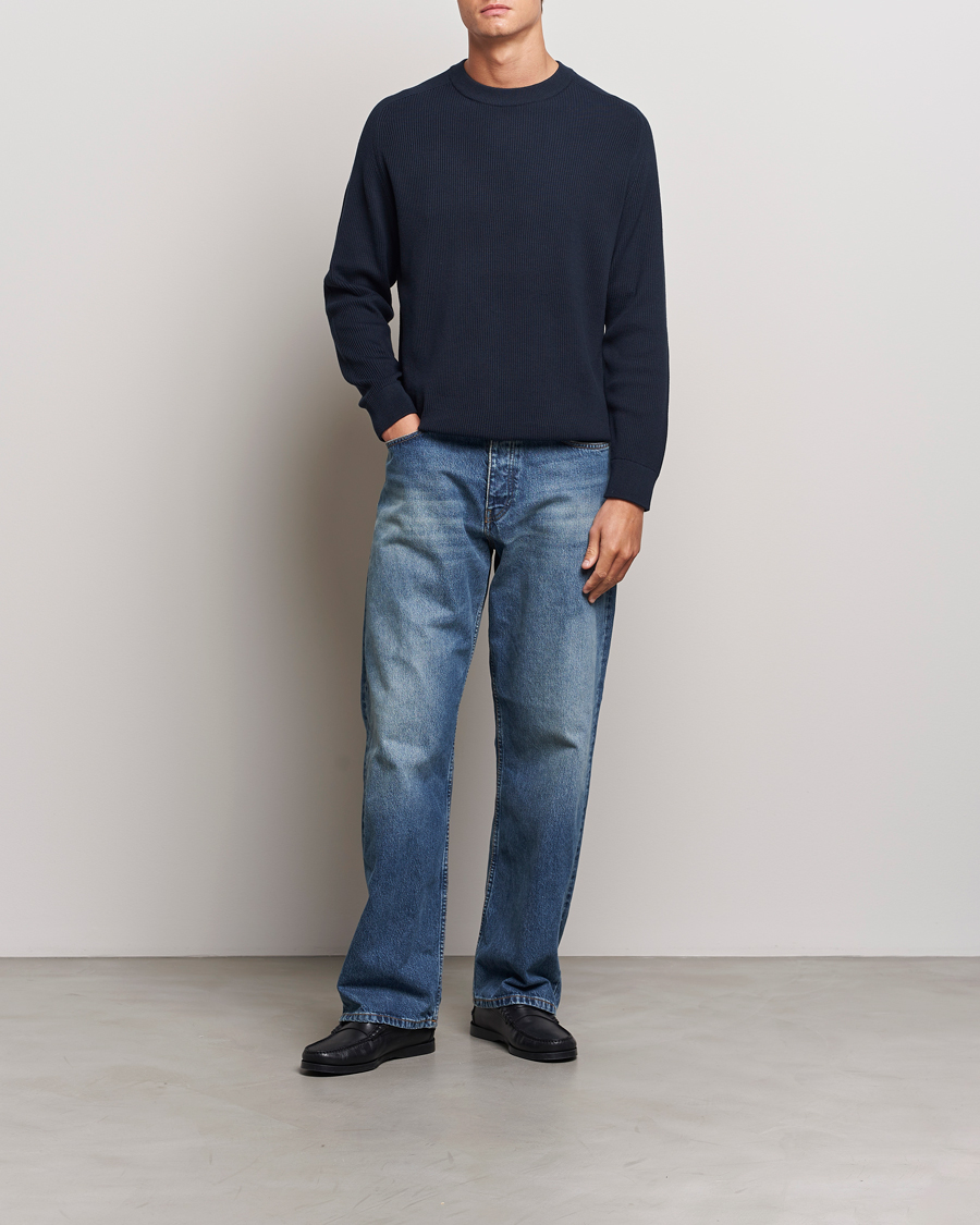 Mies | Puserot | NN07 | Kevin Cotton Knitted Sweater Navy Blue