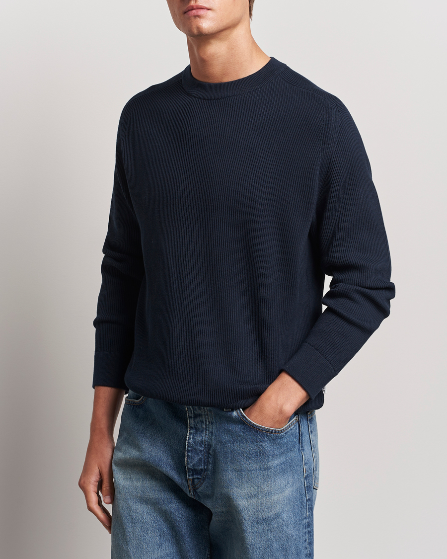 Mies | Puserot | NN07 | Kevin Cotton Knitted Sweater Navy Blue