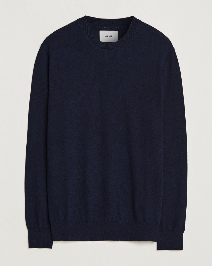 Mies | Puserot | NN07 | Ted Merino Crew Neck Pullover Navy Blue