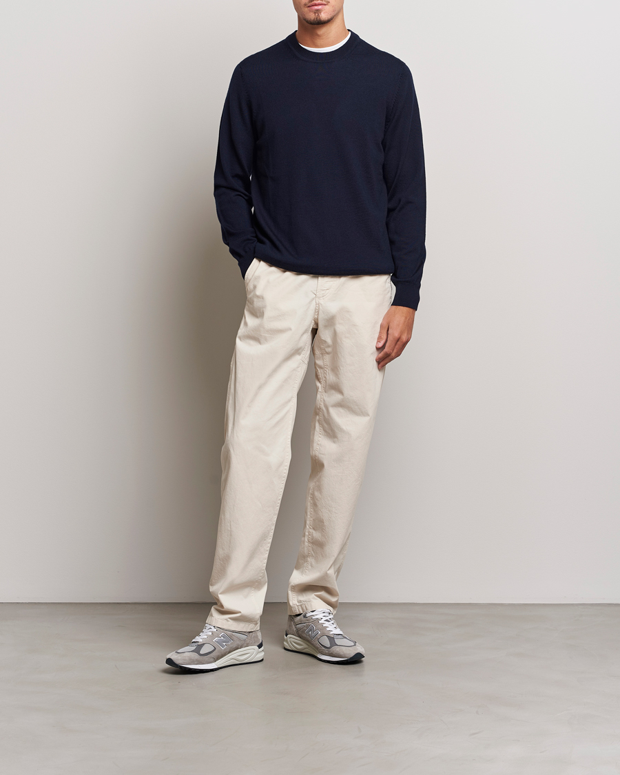 Mies | Puserot | NN07 | Ted Merino Crew Neck Pullover Navy Blue