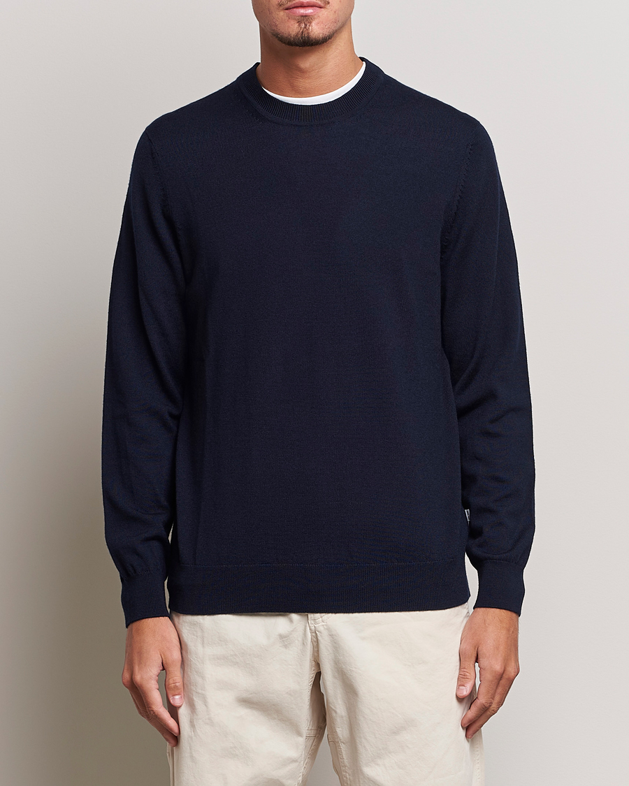 Mies | Puserot | NN07 | Ted Merino Crew Neck Pullover Navy Blue