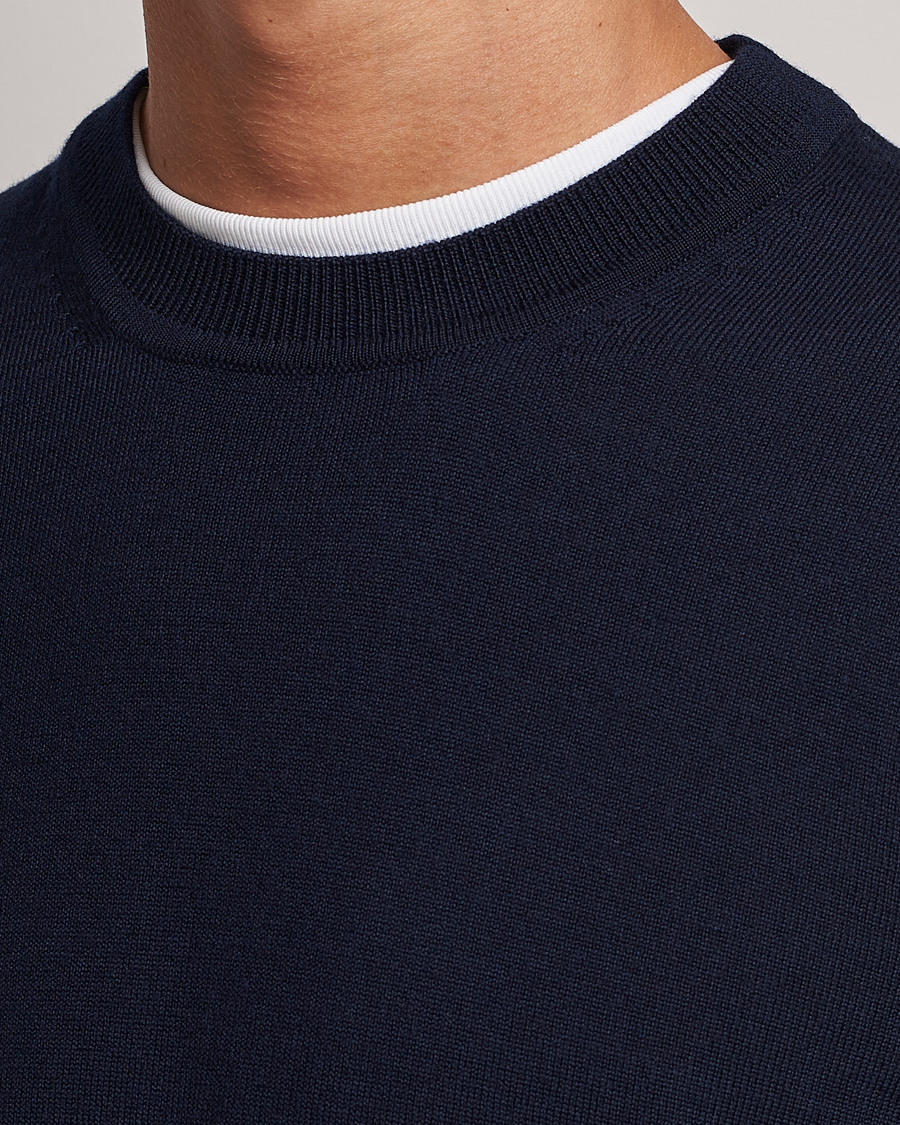 Mies | Puserot | NN07 | Ted Merino Crew Neck Pullover Navy Blue