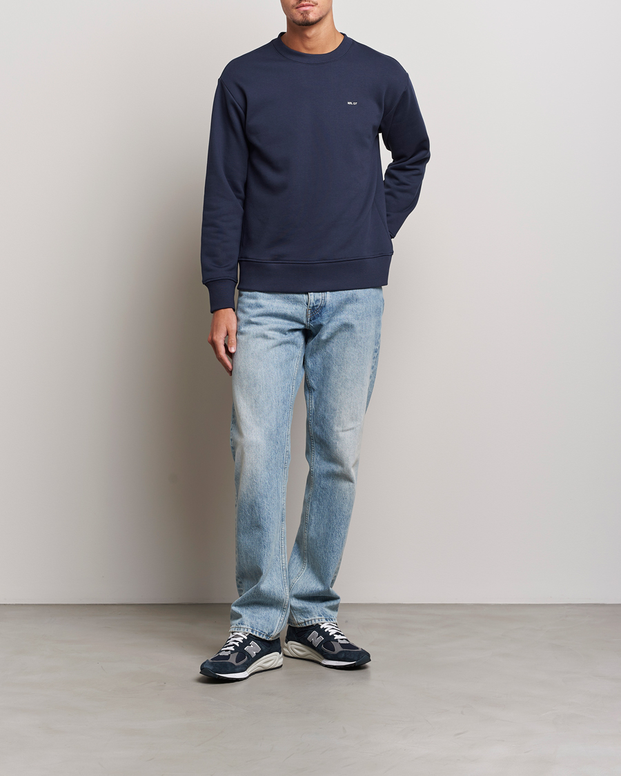 Mies | Puserot | NN07 | Briggs Logo Crew Neck Sweatshirt Navy Blue