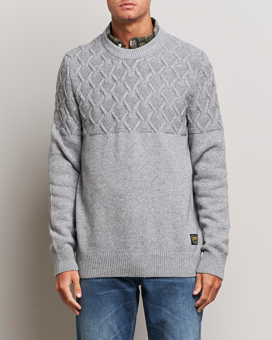 Mies |  | Barbour International | Knitted Cable Crewneck Grey Marl