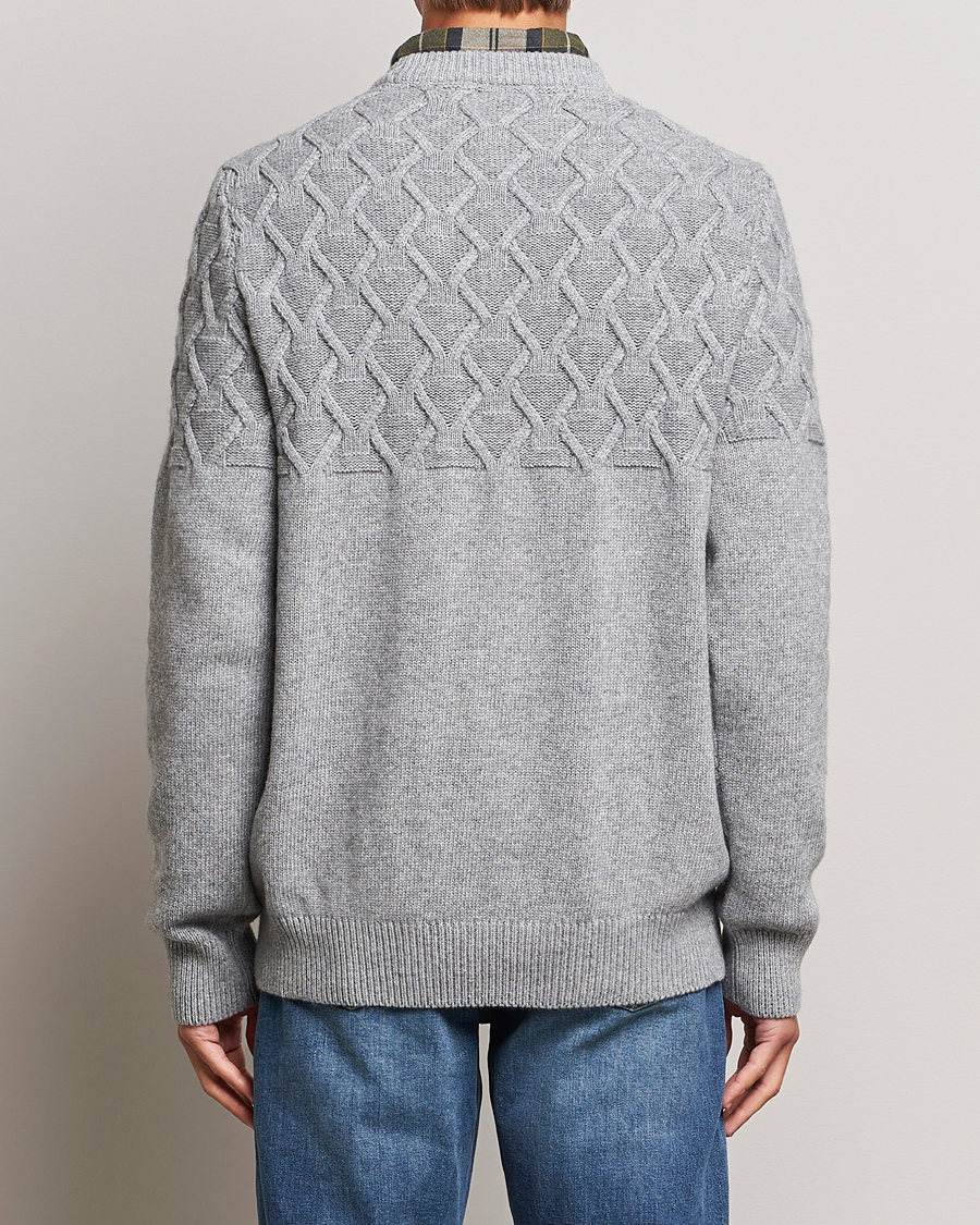 Mies | Puserot | Barbour International | Knitted Cable Crewneck Grey Marl