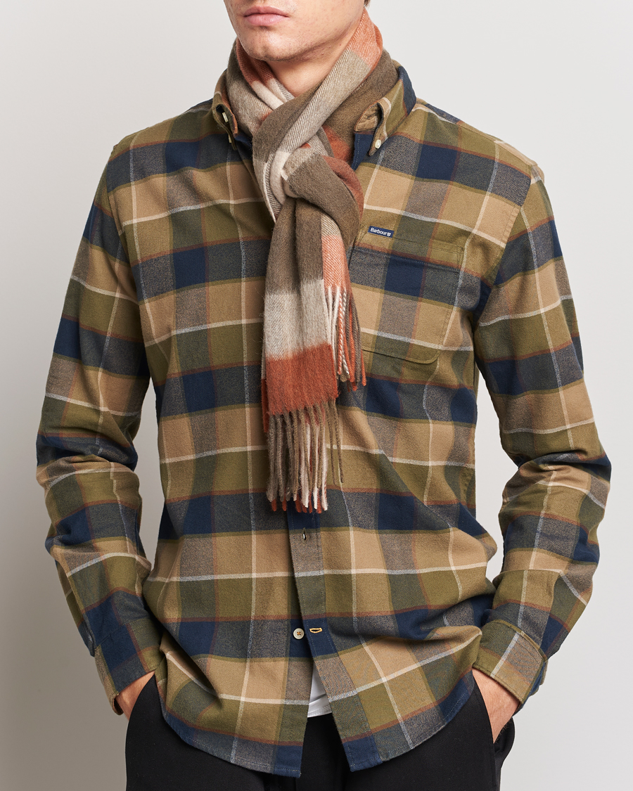 Mies |  | Barbour Lifestyle | Large Tattersall Lambswool Scarf Warm Ginger