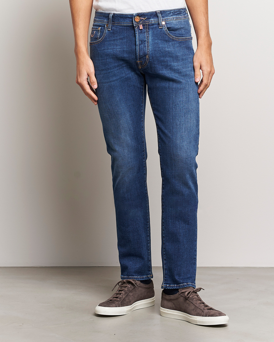 Mies | Farkut | Jacob Cohën | Bard Rome Slim Fit Stretch Jeans Mid Blue