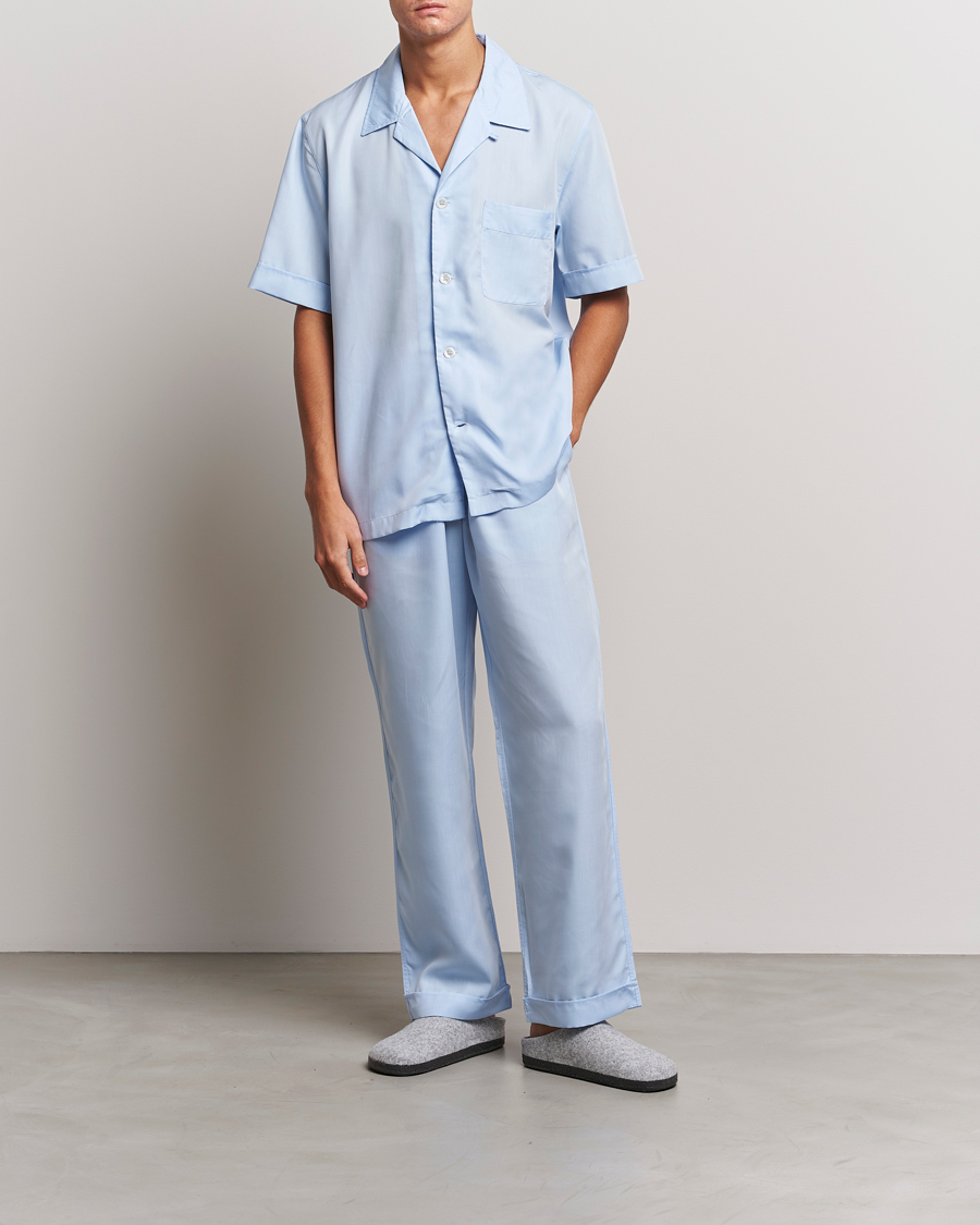 Mies | Yöpuvut ja kylpytakit | CDLP | Short Sleeve Pyjama Shirt Sky Blue