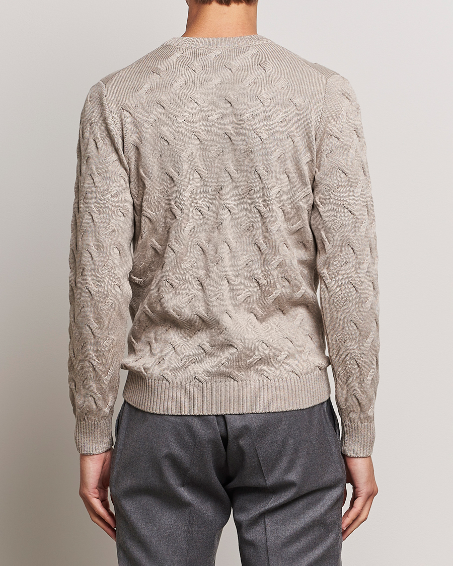Mies | Puserot | Stenströms | Heavy Cable Merino Crew Neck Beige