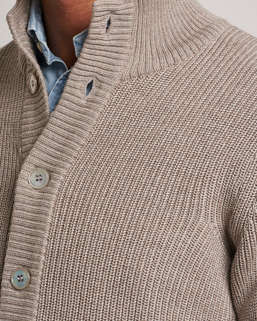 Mies | Puserot | Stenströms | Half Card Heavy Merino Cardigan Beige
