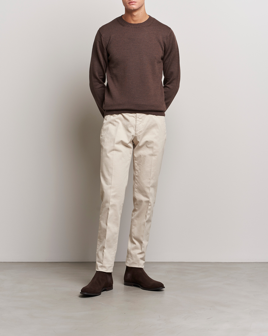Mies | Puserot | Stenströms | Chunky Merino Crew Neck Brown