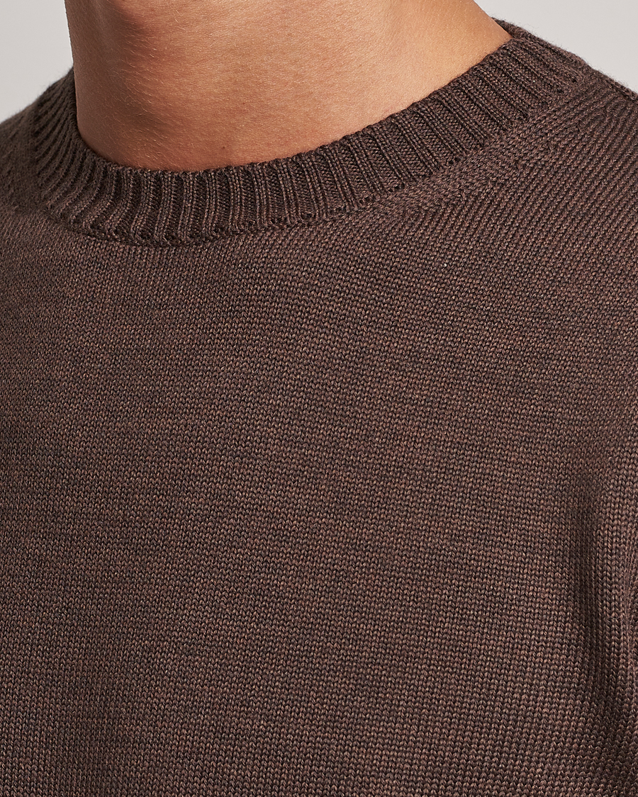 Mies | Puserot | Stenströms | Chunky Merino Crew Neck Brown