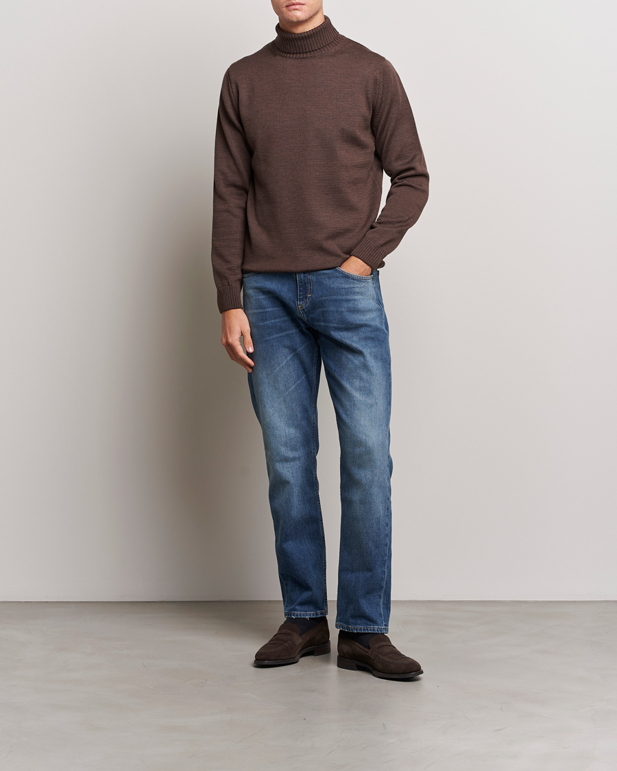 Mies | Puserot | Stenströms | Chunky Merino Rollneck Brown