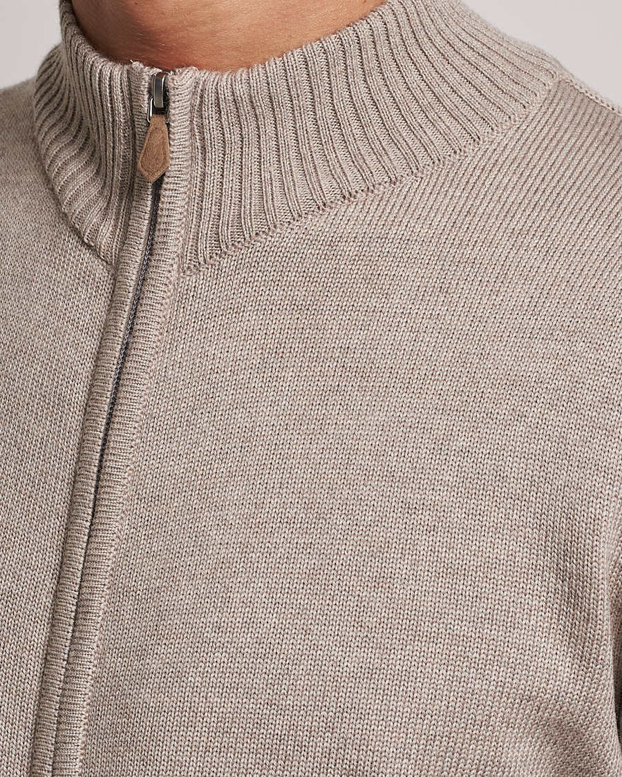 Mies | Puserot | Stenströms | Chunky Merino Full Zip Cardigan Beige