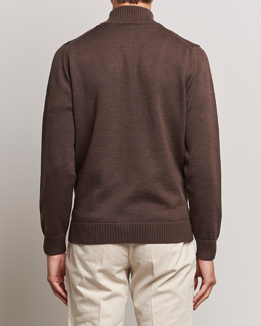 Mies | Puserot | Stenströms | Chunky Merino Full Zip Cardigan Brown