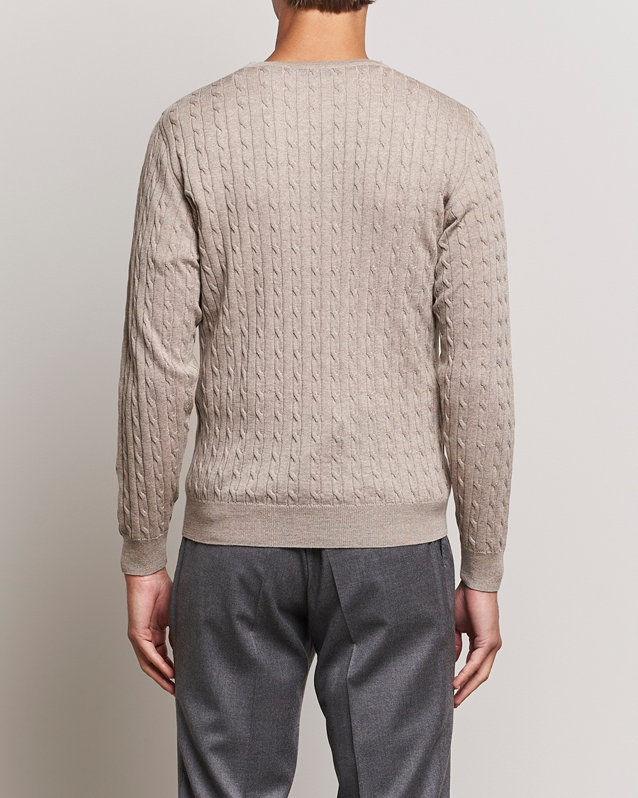 Mies | Puserot | Stenströms | Merino Cable Crew Neck Beige