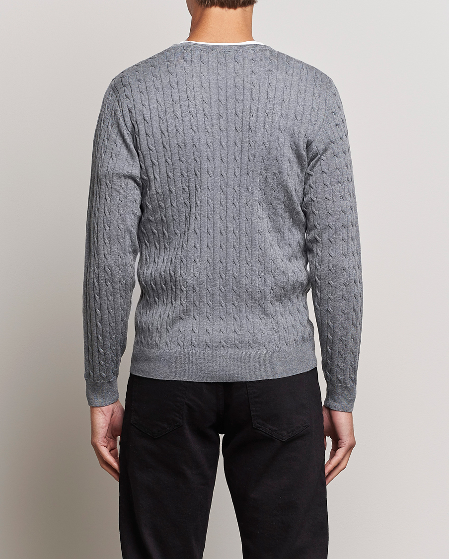 Mies | Puserot | Stenströms | Merino Cable Crew Neck Grey