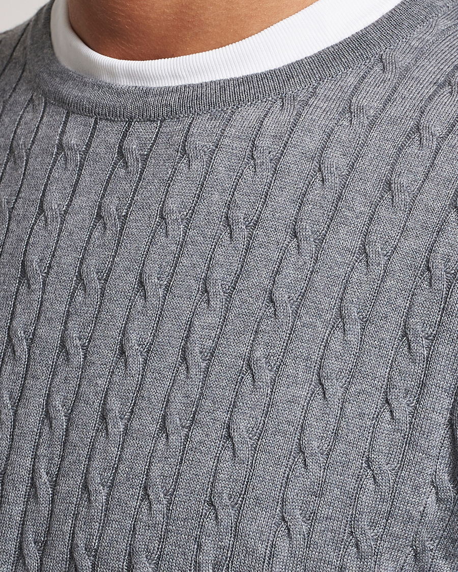 Mies | Puserot | Stenströms | Merino Cable Crew Neck Grey