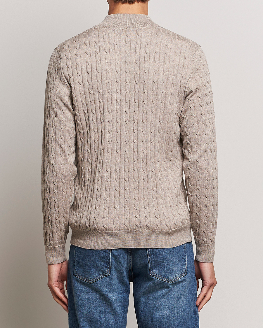 Mies | Puserot | Stenströms | Merino Cable Half Zip Beige
