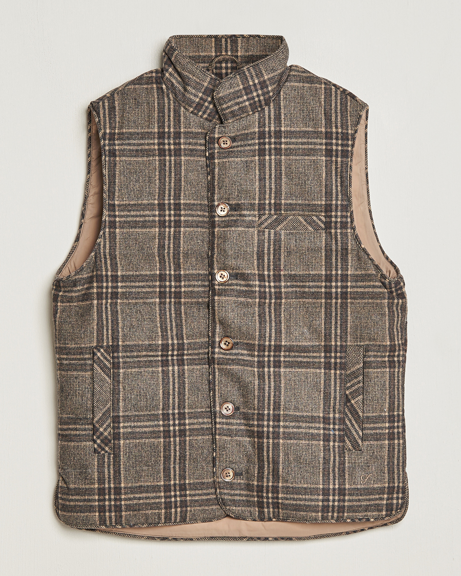 Mies | Takit | Stenströms | Checked Wool Flannel Vest Brown