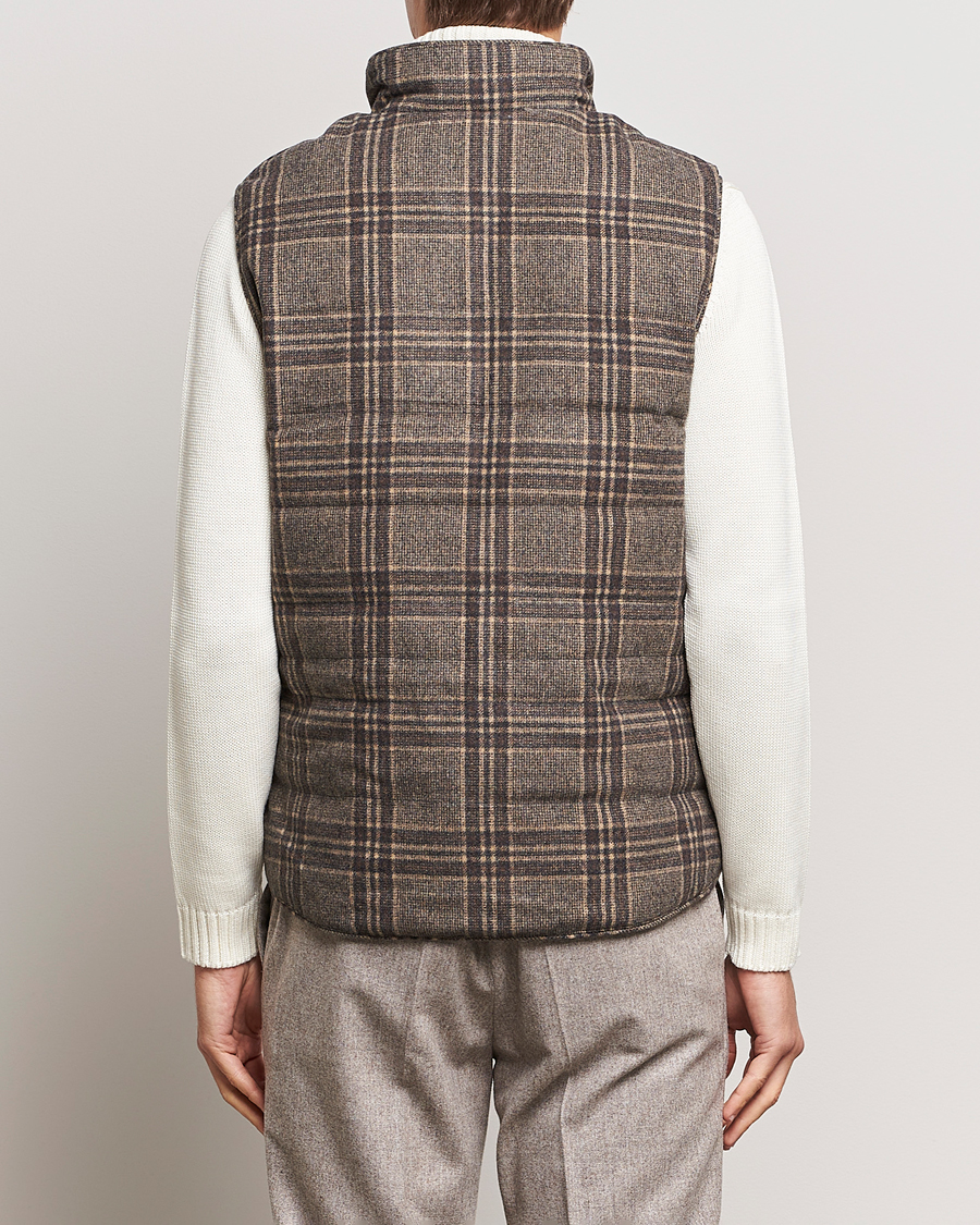 Mies | Takit | Stenströms | Checked Wool Flannel Vest Brown