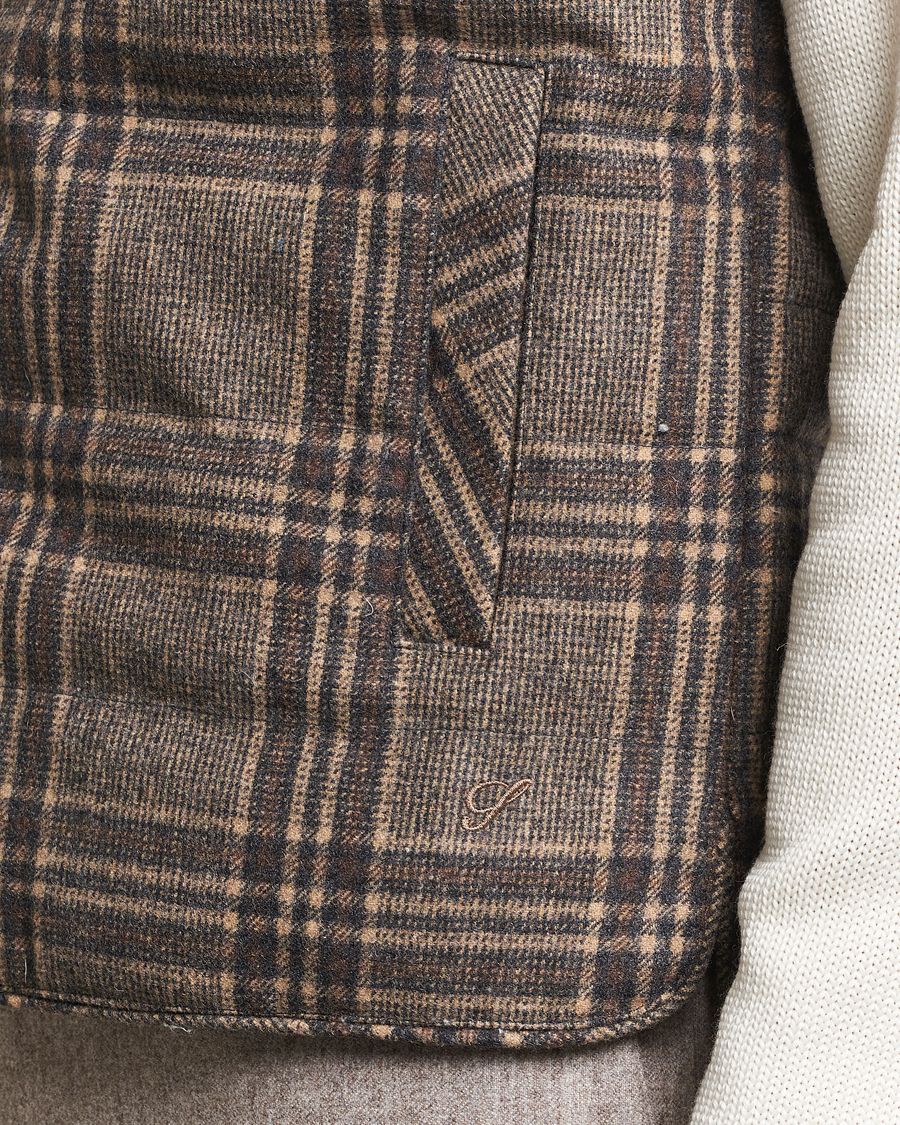 Mies | Takit | Stenströms | Checked Wool Flannel Vest Brown