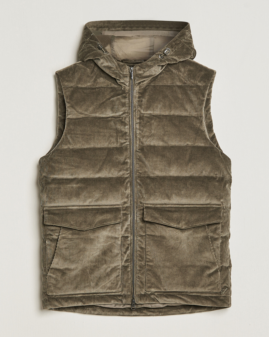 Mies | Takit | Stenströms | Hooded Corduroy Vest Brown