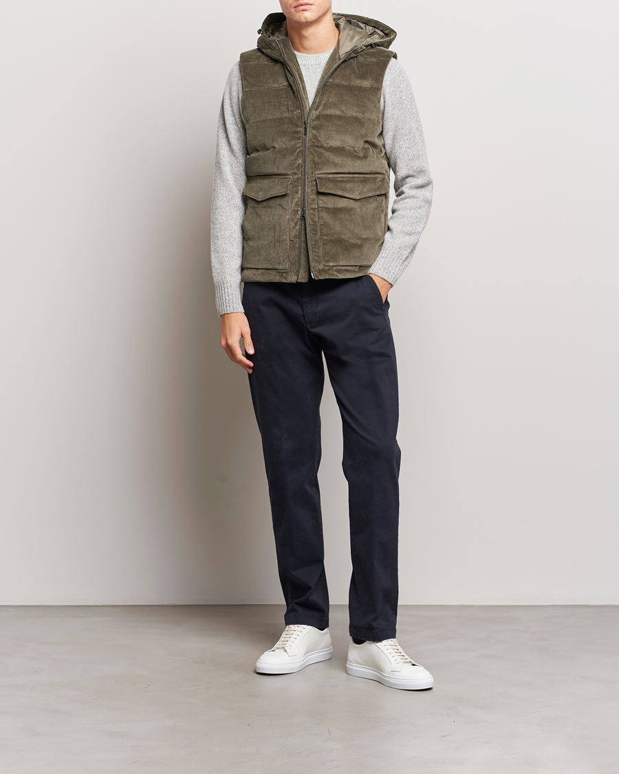 Mies | Takit | Stenströms | Hooded Corduroy Vest Brown