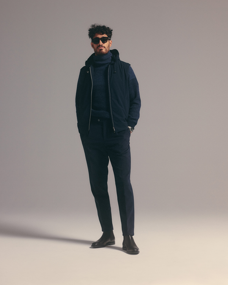 Mies | Takit | Stenströms | Active Jersey Leisure Hood Vest Navy