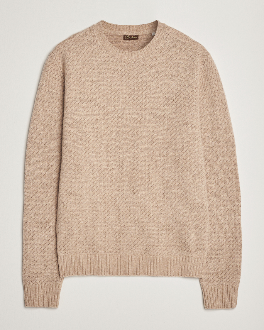 Mies | Puserot | Stenströms | Patterned Yak Merino Crewneck Beige
