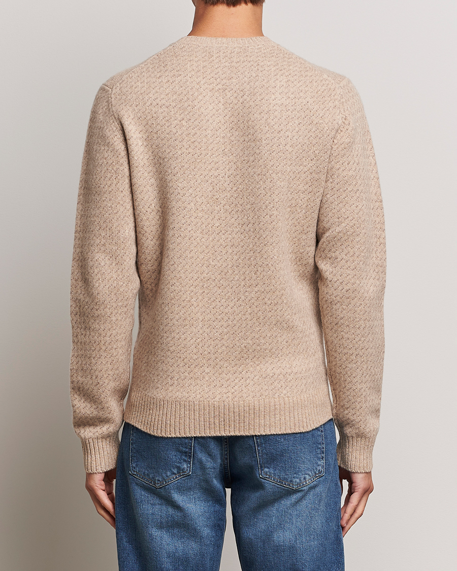 Mies | Puserot | Stenströms | Patterned Yak Merino Crewneck Beige