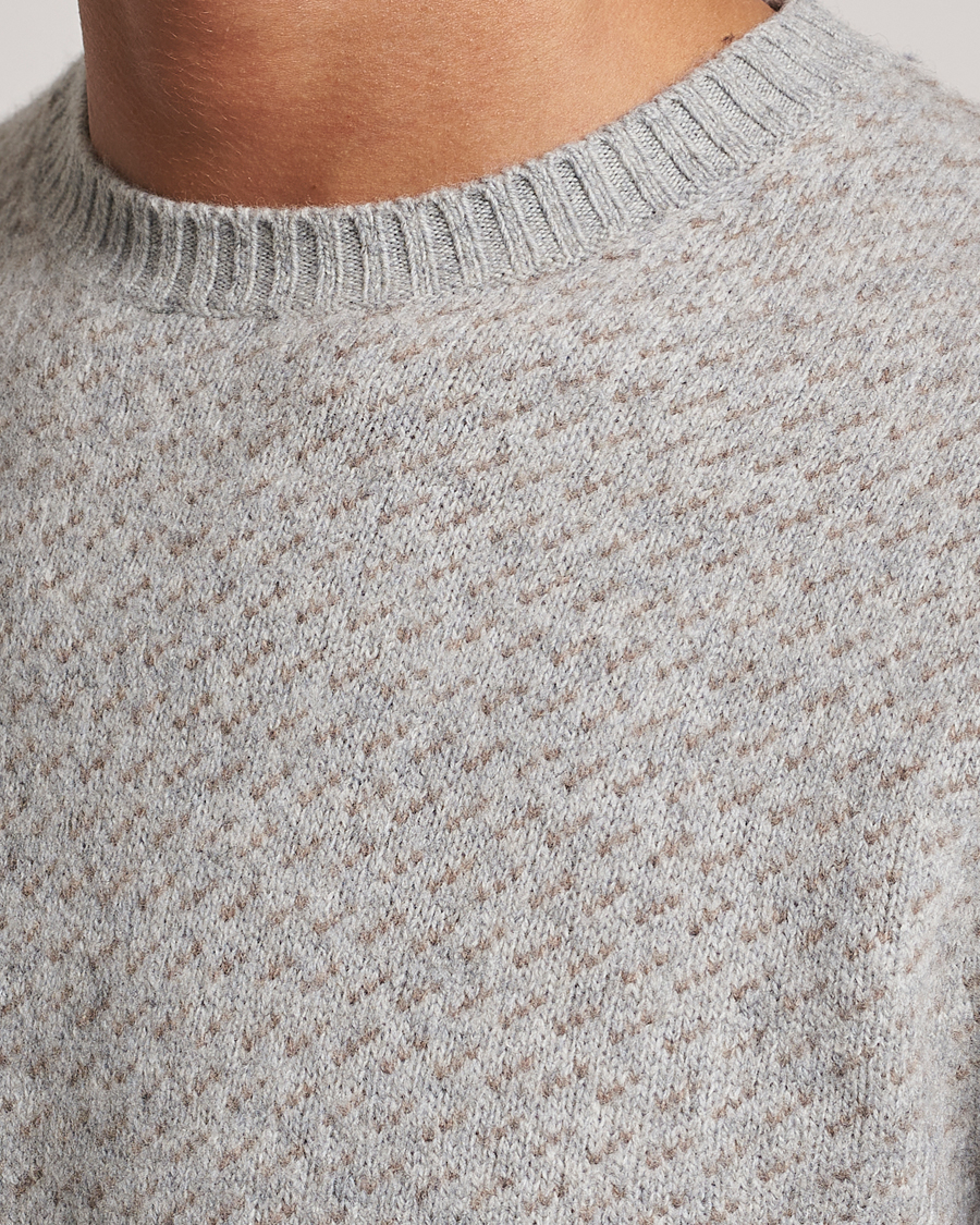 Mies | Puserot | Stenströms | Patterned Yak Merino Crewneck Grey