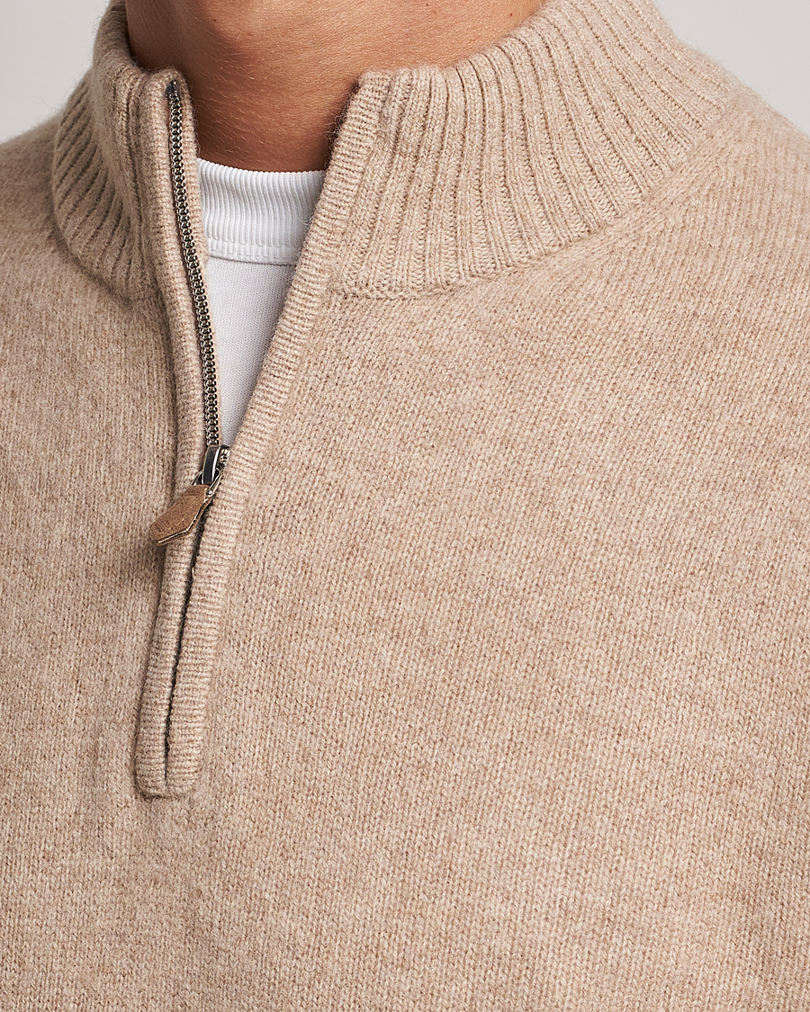 Mies | Puserot | Stenströms | Patterned Yak Merino Half-Zip Beige