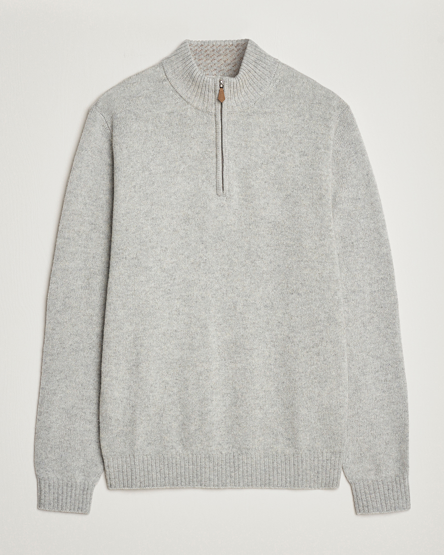 Mies | Puserot | Stenströms | Patterned Yak Merino Half-Zip Grey