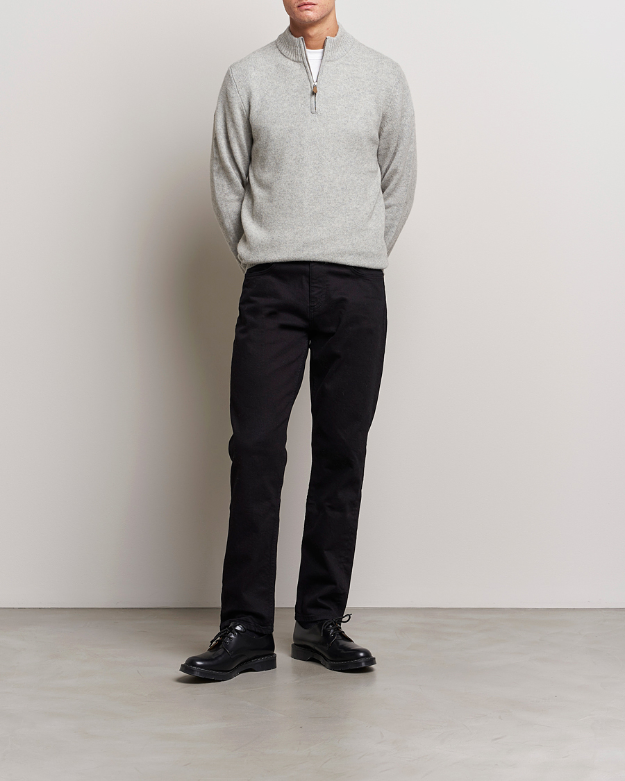 Mies | Puserot | Stenströms | Patterned Yak Merino Half-Zip Grey