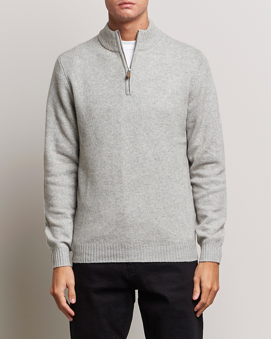 Mies | Puserot | Stenströms | Patterned Yak Merino Half-Zip Grey