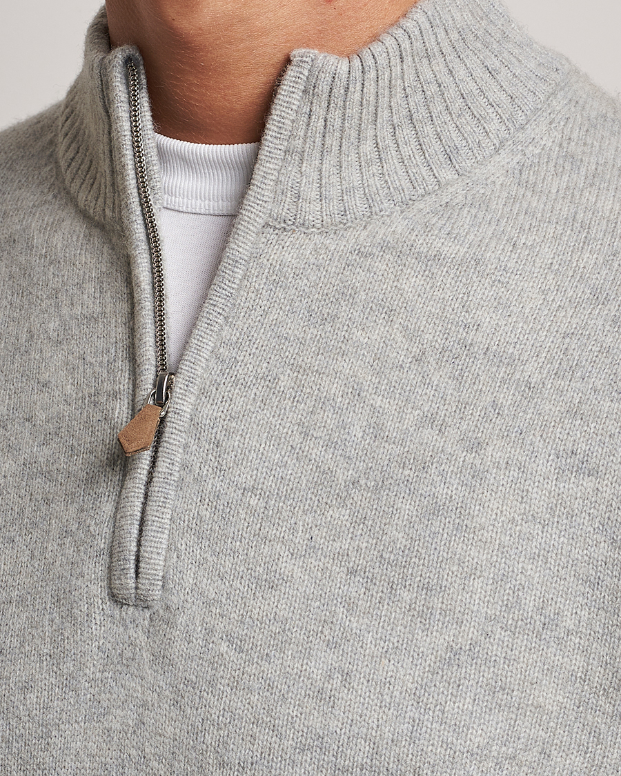 Mies | Puserot | Stenströms | Patterned Yak Merino Half-Zip Grey