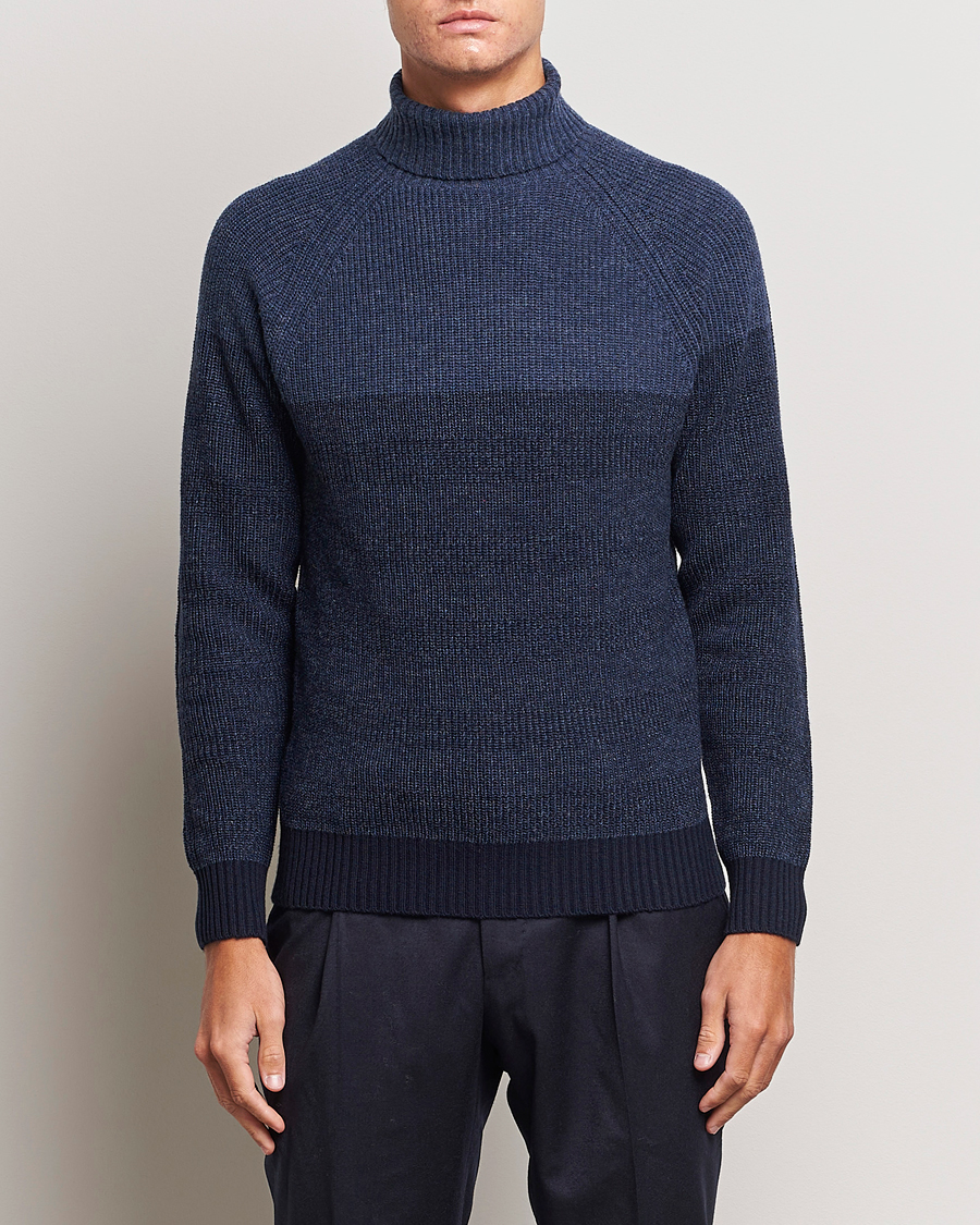 Mies | Puserot | Stenströms | Chunky Ombre Knit Rollneck Blue